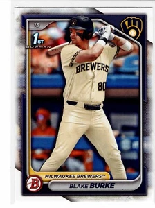 Blake Burke Milwaukee Brewers 2024 Bowman Draft 1st Bowman *** - Imagen 1 de 2