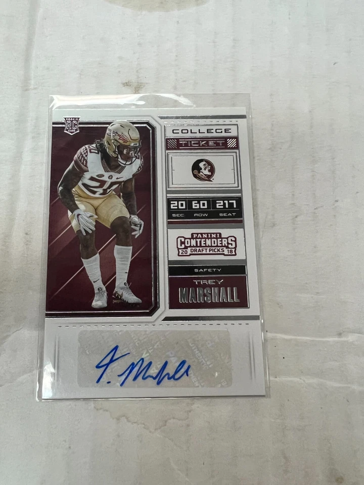 Trey Marshall 2018 Panini Contenders Draft Picks Rookie Auto #252 NrMt - Image 1 of 1