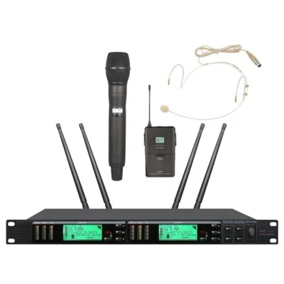 UHF Wireless Microphone Handheld Headset True Diversity For SHURE UR4D Wireless - Image 1 of 4