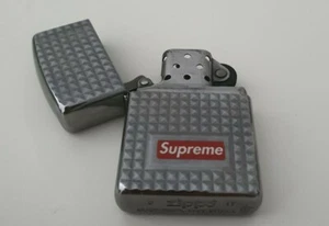 FW17 Supreme Zippo Diamond Cut Silver lighter metal made in USA Armor Case - Picture 1 of 10