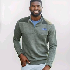 Vinyard Vines Men's Saltwater Fleece Forest Green Shep 1/4 Zip Pullover Size XXL - Picture 1 of 7