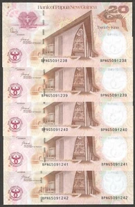 Lot 5 Pcs Papua New Guinea 20 Kina Commemorative 35th Year P-36 2008 UNC - Picture 1 of 2