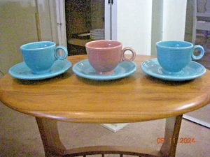 Three Vintage Homer Laughlin Fiesta Ware Cup & Saucers - Picture 1 of 2