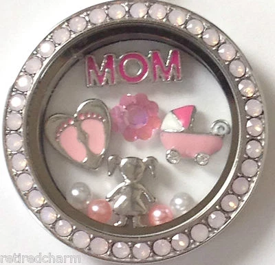 ❤️ÓPALO DE AGUA ROSA ORIGAMI BÚHO BEBÉ NIÑA ~ MEDALLÓN Y DIJES ~ ¡Para la nueva mamá!❤️ Foto 1 de 4