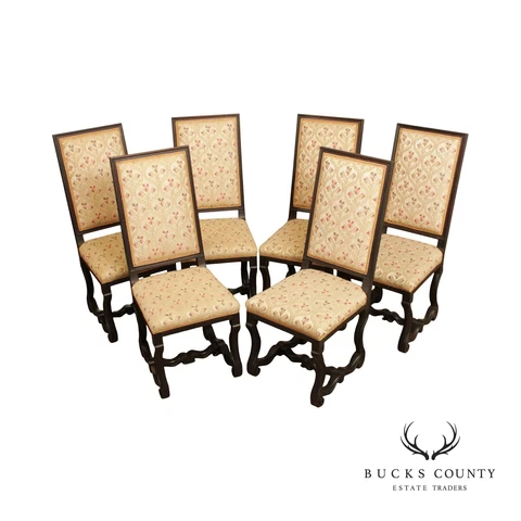 French Louis XIV Style Set of 6 Custom Upholstered Dining Chairs Cover