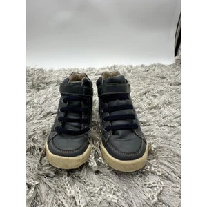 See Kai Run Leather High Top Sneakers Hook & Loop Navy Blue Kids Size 10 - Picture 1 of 5