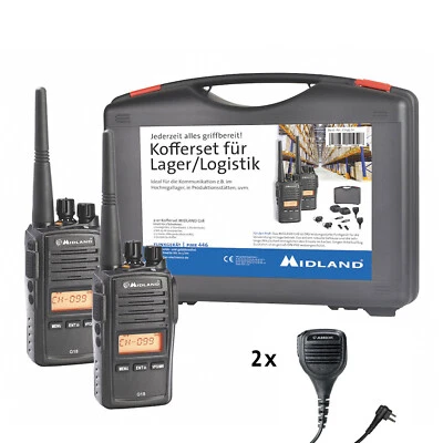 Midland G18 Pro PMR 2er Security-Kofferset mit MA 25-M Lautsprechermikrofonen - Bild 1 von 3