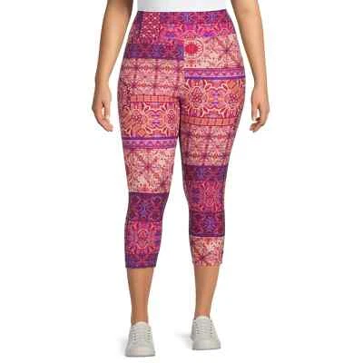 Leggings capri estampados Terra & Sky para mujer - Ditsy floral tie dye 1X, 2X, 3X 4X Foto 1 de 2