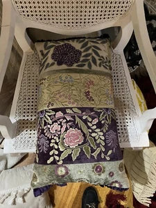 LAURA ASHLEY EMBROIDERED AUBERGINE PURPLE FRILL & BACK-EUC-35x60cm - Picture 1 of 10
