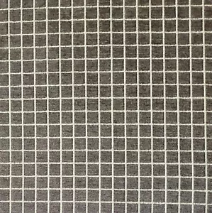 S. Harris "Plush Squared" Silver Gray Check Cut Velvet Chenille- 4.25 Yards - Picture 1 of 8