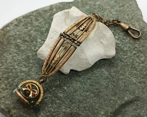Antique Victorian 1890s Rolled Double Gold Pendant For Pocket Watch Chain - Picture 1 of 6