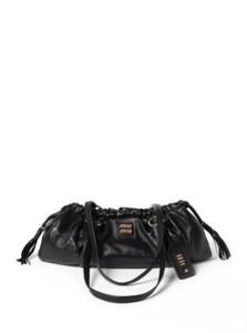 MIU MIU Joie Medium $3700 Black Nappa Leather Shoulder Bag New And Authentic - Picture 1 of 4