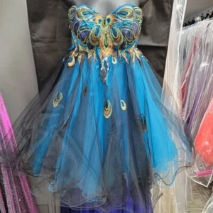 Vestido de regreso a casa Hannah S. Teal Peacock OFERTA talla 2 nuevo con etiquetas - Imagen 1 de 4