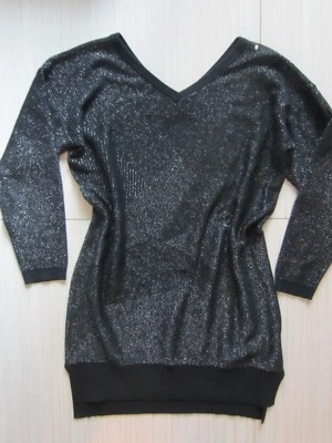 MUJER DIESEL MANGA LARGA SUÉTER VESTIDO CUELLO EN V ELÁSTICO METÁLICO NEGRO XSMALL XS  Foto 1 de 4