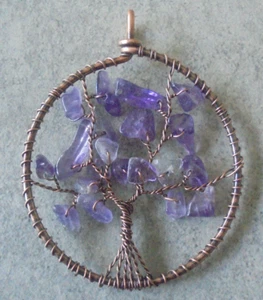 Interessanter Anhänger für eine Halskette Baummotiv lila/kupferrfarbend Nr. 4028 - Bild 1 von 4