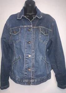 Levi Strauss Signature Women Medium Blue Denim Jacket Metal Buttons Sz XL16/18 - Picture 1 of 3