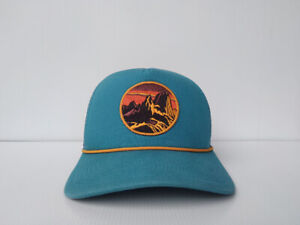 Vintage PATAGONIA Mountains Logo Trucker Hat Cap Blue Rope Foam Snapback Rare