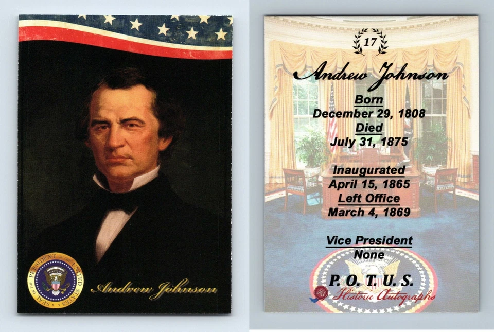 Andrew Johnson #17 POTUS 2018 Historic Autographs Presidents Trading Card - Image 1 of 1