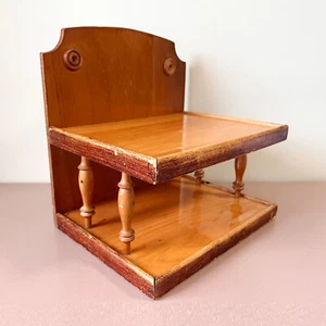 Wood Bathroom Kitchen Wall Mounted 2-Shelf Rack Soviet 1970s USSR Vintage Decor - Picture 1 of 7