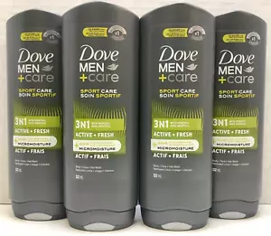 Dove Men+Care Active Fresh 3N1 Body/Face/Hair Wash w/Menthol, 18oz, Pack of 4 - Picture 1 of 3
