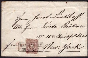 256 DEUTSCHLAND ZU US GEFALTETER BRIEF 1875 GNADENFREY - POLEN - 25pf "PFENNIGE" Look!! - Bild 1 von 2