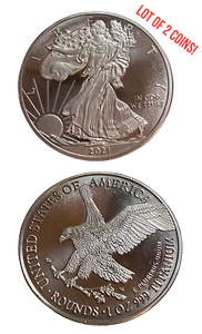 TWO 1 TROY OUNCE/OZ .999 Pure TITANIUM Metal Walking Liberty/Eagle Rounds/coins - Picture 1 of 18