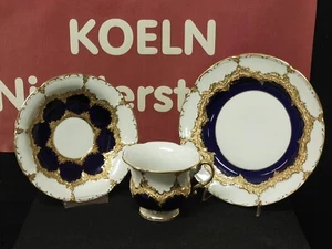 MEISSEN B-FORM KOBALT BLAU 3TL. PRUNK KAFFEE GEDECK 991099 1.WAHL - Picture 1 of 5