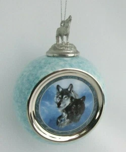 Vintage 1997 Bradford Editions Midnight Royalty Ceramic Pewter Wolf Ornament - Picture 1 of 4