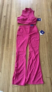 Joy Lab Pink Pinstripe Yoga Crop Top And Flare Pant Set Outfit Large X-large NWT - Picture 1 of 8