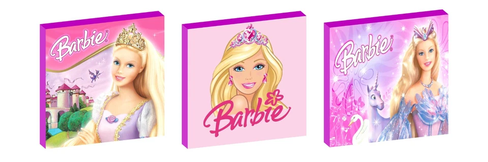 BARBIE SET OF 3 WALL ART PLAQUES/CANVAS PICTURES - Image 1 of 1