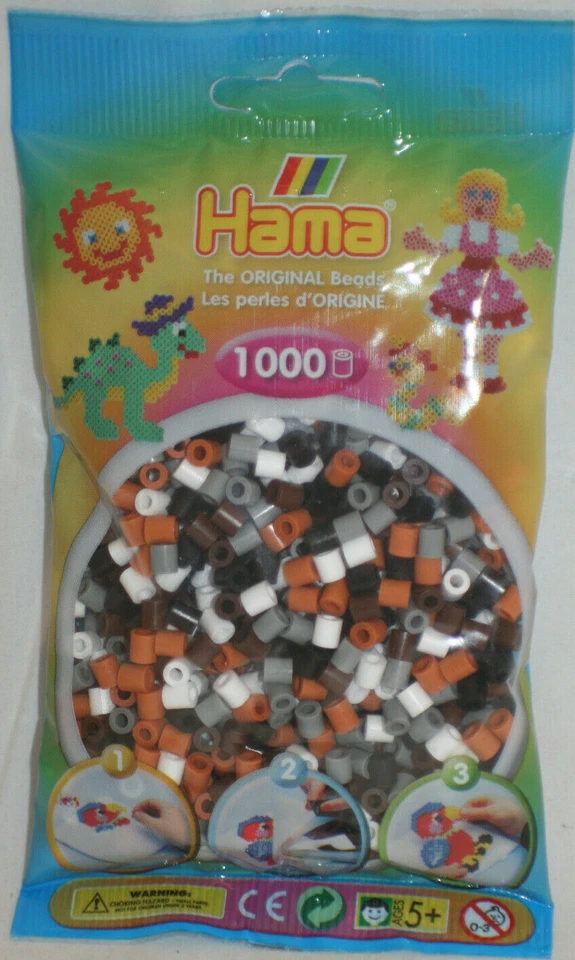 Hama 1000 Midi Bügelperlen, Schwarz braun grau weiß kreativ basteln - Bild 1 von 1