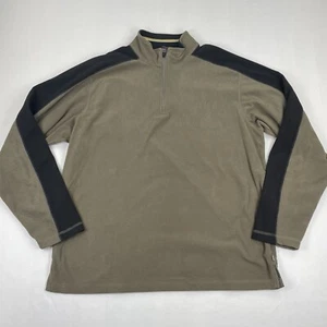 REI Fleece Jacket Mens L Quarter Zip Pullover Sweatshirt Tan Black Zip Pocket - Picture 1 of 7