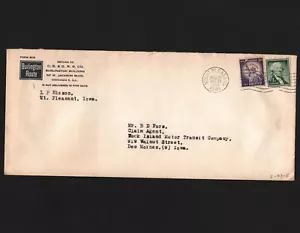 OPC 1959 Mount Pleasant IA Chicago Burlington & Quincy RR Co Perfin CBR C43 4739 - Imagen 1 de 2