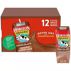 Horizon Organic Shelf-Stable 1% Low Fat Milk Boxes Chocolate 8 oz. 12 Pack - Picture 1 of 10