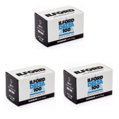 Película de impresión 3 rollos Ilford Delta 100 36 Exposure Pro blanco y negro 35 mm, 1780624 Foto 1 de 4