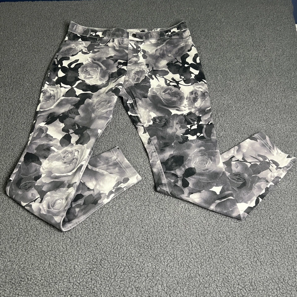 HUE Ladies Gray/White Floral Leggings/Jeggings - Size Large - Image 1 of 4