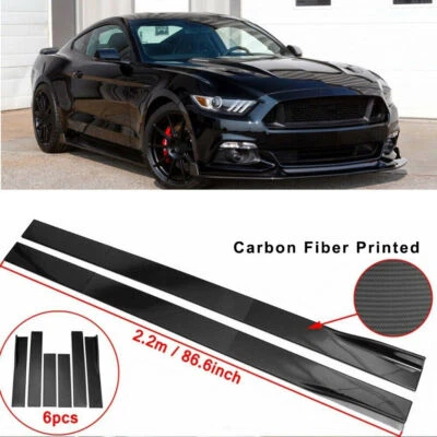 86.6" Carbon Fiber Side Skirt Lip Rocker Panel For Ford for Mustang #xue - Image 1 of 4