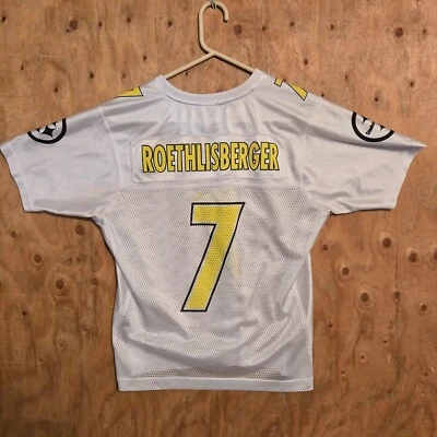 Camiseta Ben Roethlisberger #7 Pittsburgh Steelers Juvenil Talla M NFL Reebok Blanca Foto 1 de 4