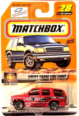 Matchbox CHEVY TAHOE FIRE CHIEF - Red - ©1999 Mattel Wheels - New - Image 1 of 4