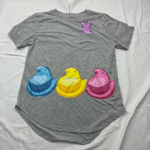 Peeps Girls Pullover Easter T-Shirt Marshmallow Bunny Pocket Gray Heather M 7-9 - Picture 1 of 7