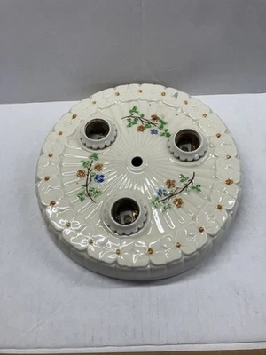 Lámpara de techo de porcelana completa 3 bombillas porcelier años 40’s en muy buena condición Foto 1 de 3