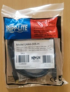 TRIPP LITE U444-006-H USB-C 3.2 to HDMI Active Adapter Cable (M/M) Black 6ft 4K - Picture 1 of 5