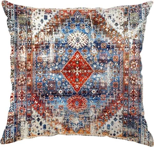 Boho Pillow Cover, Blue Red Ethnic 16" x (Pack of 1), Style 11  - Picture 1 of 7