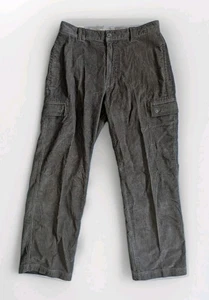 Nesi A.G. Corduroy Cargo Pants Mens 35/36 Long Olive Green Baggy Y2K Wide Leg - Picture 1 of 14
