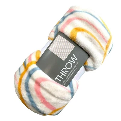 Target Throw Blanket Rainbow Stripe Soft Plush 50x60 Inch Colorful Cozy NWT - Image 1 of 4
