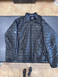 Patagonia Nano Puff Jacket Mens Medium all Black Some Embroidering  - Picture 1 of 7
