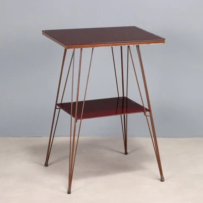Tavolino da Appoggio Vintage Metallo Vetro Italia Design Anni 60 Originale - Immagine 1 di 4