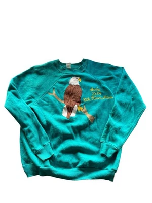 Vintage Embroidered Eagle Crewneck XL Turquoise Aerie 3264 Elk River, Minn - Image 1 of 4