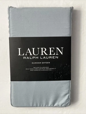 New! Set of 2 Lauren Ralph Lauren Dunham Sateen King Pillowcases Celestial Blue - Image 1 of 4