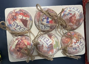 Texas Collage Ornament 6er Set mattiert rund Garn Dillard Borten - Bild 1 von 8